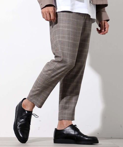 STUDIOUS（ステュディオス）の「【STUDIOUS】グレンチェックテーパードイージーアンクルパンツ（スラックス・メンズ・ブラウン/グレー・1/2/3）」の8枚目の写真