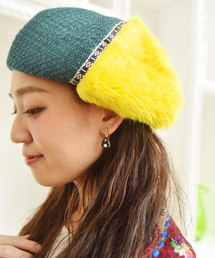 チャイハネ | 【チャイハネ】エコファーパッチワークベレー帽(ハンチング/ベレー帽)