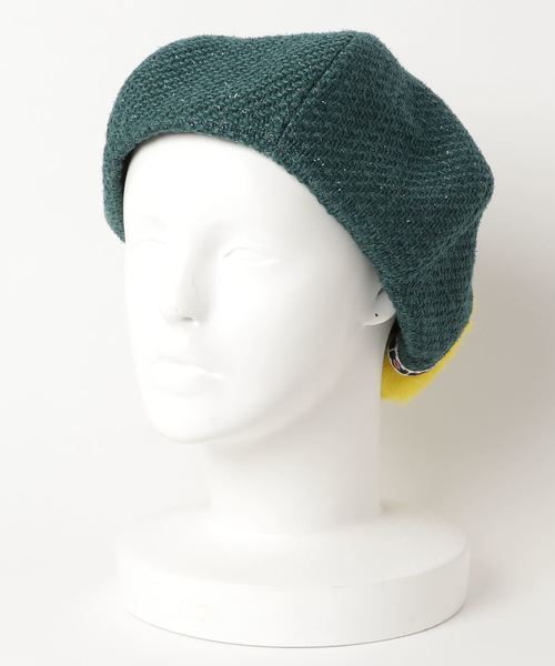 チャイハネ（チャイハネ）の「【チャイハネ】エコファーパッチワークベレー帽（ハンチング/ベレー帽・レディース・ブラック/グリーン・FREE）」の3枚目の写真