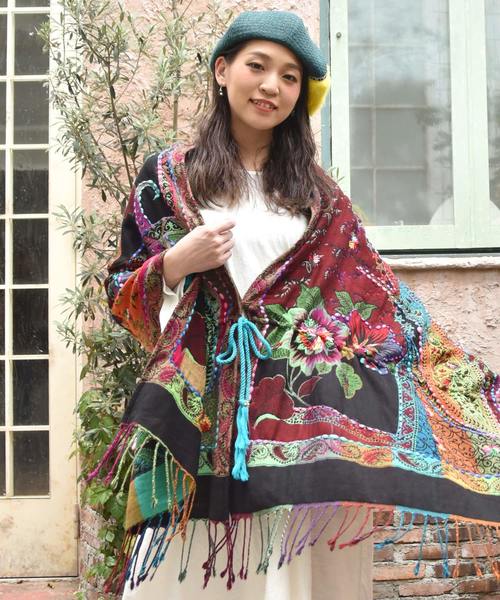 チャイハネ（チャイハネ）の「【チャイハネ】エコファーパッチワークベレー帽（ハンチング/ベレー帽・レディース・ブラック/グリーン・FREE）」の8枚目の写真