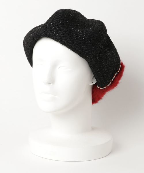 チャイハネ（チャイハネ）の「【チャイハネ】エコファーパッチワークベレー帽（ハンチング/ベレー帽・レディース・ブラック/グリーン・FREE）」の9枚目の写真