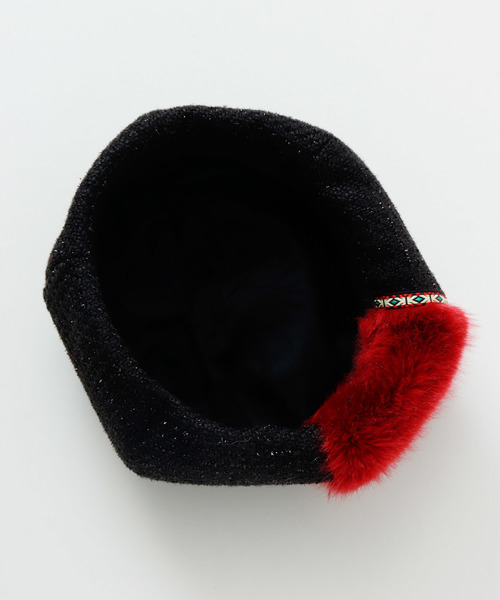 チャイハネ（チャイハネ）の「【チャイハネ】エコファーパッチワークベレー帽（ハンチング/ベレー帽・レディース・ブラック/グリーン・FREE）」の10枚目の写真