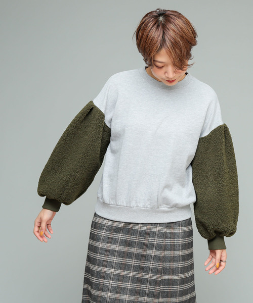 Ciaopanic チャオパニック の 袖ボア切替スウェット スウェット Wear
