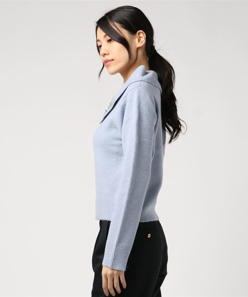 axes femme（アクシーズファム）の「テープ刺繍ニットプルオーバー（ニット/セーター・レディース・ダークグリーン/サックスブルー/ピンク・MEDIUM）」の6枚目の写真