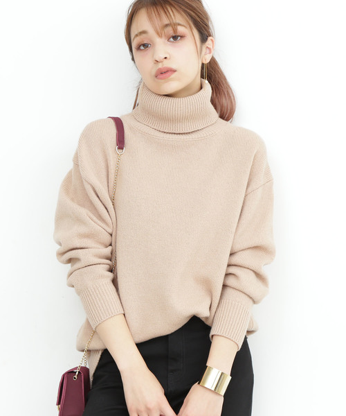 N.（N. Natural Beauty Basic）（エヌエヌナチュラルビューティーベーシック）の「◆ラムウールタートルニット（ニット/セーター・レディース・ホワイト/ベージュ/グレー/ピンク/イエロー・MEDIUM）」の4枚目の写真