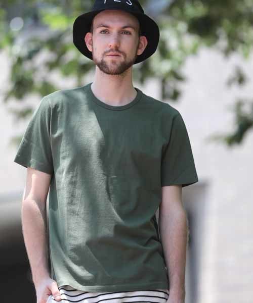 Denime（ドゥニーム）の「【MadeInJapan】BASIC CUTSEW/ベーシックカットソークルーネックT（Tシャツ/カットソー・メンズ・グレー/オリーブ/ブラック/ホワイト/オレンジ/サックスブルー/イエロー/ネイビー/グリーン/杢グレー/カーキ/ライトブラウン・SMALL/MEDIUM/LARGE/X-LARGE/X-SMALL）」の7枚目の写真