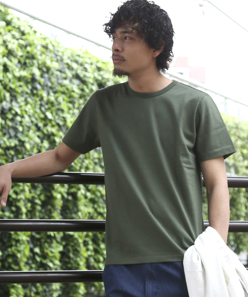 Denime（ドゥニーム）の「【MadeInJapan】BASIC CUTSEW/ベーシックカットソークルーネックT（Tシャツ/カットソー・メンズ・グレー/オリーブ/ブラック/ホワイト/オレンジ/サックスブルー/イエロー/ネイビー/グリーン/杢グレー/カーキ/ライトブラウン・SMALL/MEDIUM/LARGE/X-LARGE/X-SMALL）」の15枚目の写真