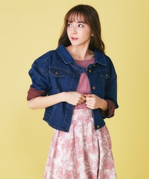 MIIA | 【関西コレクション2019 ニコル(KARA)さん着用】抜き襟配色デニムジャケット(デニムジャケット)