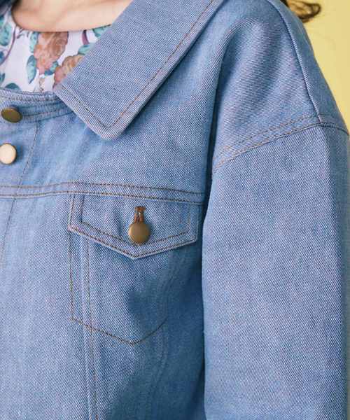MIIA（ミーア）の「【関西コレクション2019 ニコル(KARA)さん着用】抜き襟配色デニムジャケット（デニムジャケット・レディース・インディゴブルー/ブルー・FREE）」の8枚目の写真