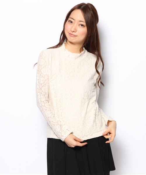 mystic（ミスティック）の「レースプルオーバー（Tシャツ/カットソー・レディース・オフホワイト/ブラック/ベージュ・ﾌﾘ-）」の2枚目の写真