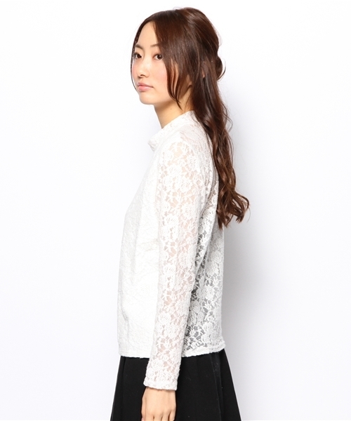 mystic（ミスティック）の「レースプルオーバー（Tシャツ/カットソー・レディース・オフホワイト/ブラック/ベージュ・ﾌﾘ-）」の5枚目の写真