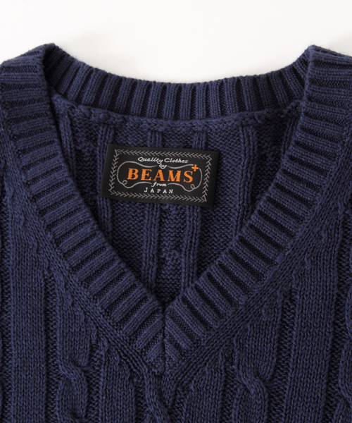 BEAMS PLUS(ビームスプラス)の「○BEAMS PLUS / ケーブルニットベスト 14S/S(ベスト・メンズ・オフホワイト/ネイビー・LARGE/SMALL/X-LARGE/MEDIUM)」の7枚目の写真