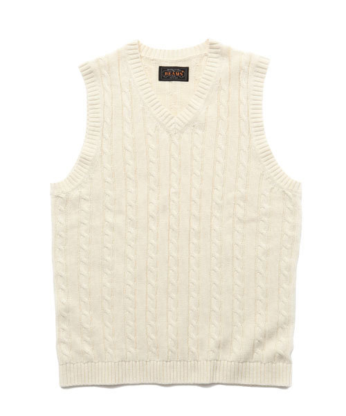 BEAMS PLUS(ビームスプラス)の「○BEAMS PLUS / ケーブルニットベスト 14S/S(ベスト・メンズ・オフホワイト/ネイビー・LARGE/SMALL/X-LARGE/MEDIUM)」の12枚目の写真
