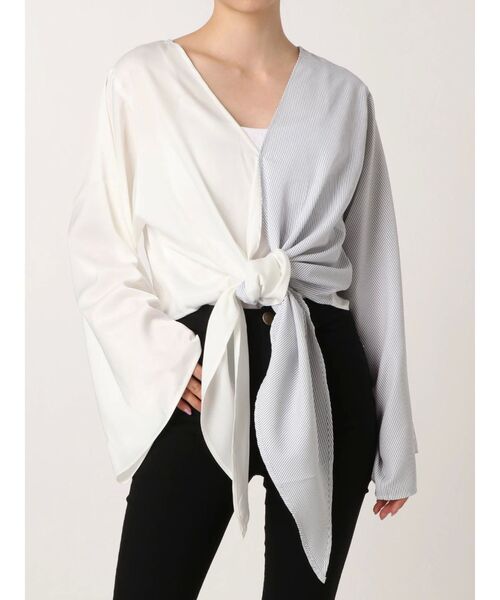 EMODA(エモダ)の「ドッキング2WAYトップ(シャツ/ブラウス・レディース・ホワイト/ブラック・FREE)」の1枚目の写真