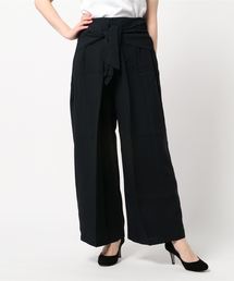 クレープフロントリボンタックワイドパンツ