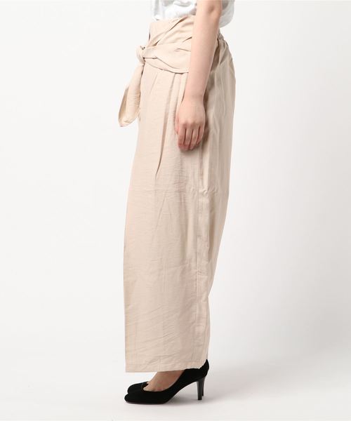 STYLEBLOCK(スタイルブロック)の「クレープフロントリボンタックワイドパンツ(その他パンツ・レディース・テラコッタ/ライトベージュ/ミント/ブラック・M)」の6枚目の写真