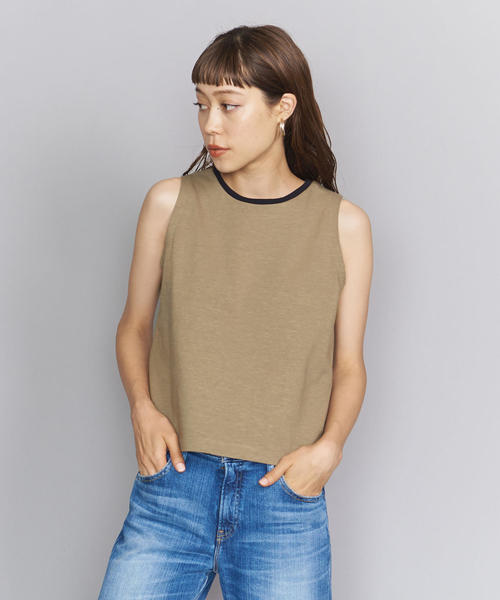 BEAUTY&YOUTH UNITED ARROWS（ビューティーアンドユースユナイテッドアローズ）の「BY スラブコットンコンパクトノースリーブカットソー о（Tシャツ/カットソー・レディース・ブラック/オリーブ/ナチュラル・FREE）」の3枚目の写真
