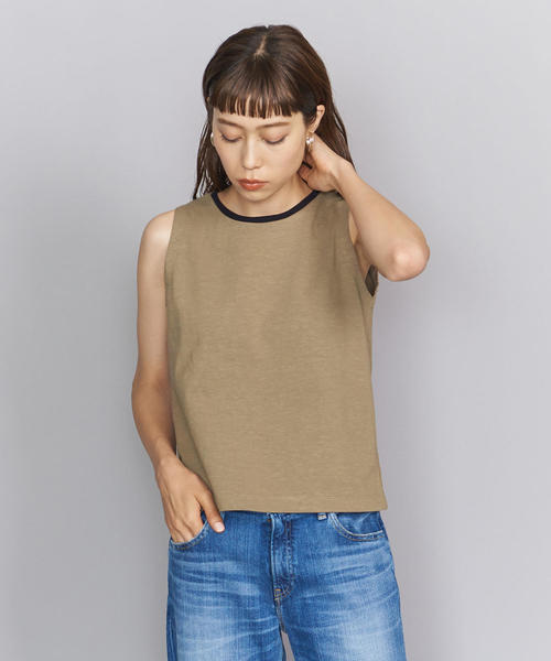 BEAUTY&YOUTH UNITED ARROWS（ビューティーアンドユースユナイテッドアローズ）の「BY スラブコットンコンパクトノースリーブカットソー о（Tシャツ/カットソー・レディース・ブラック/オリーブ/ナチュラル・FREE）」の4枚目の写真