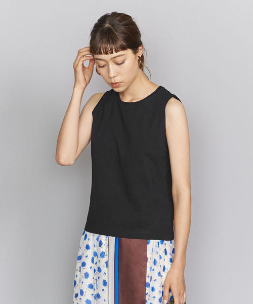 BEAUTY&YOUTH UNITED ARROWS（ビューティーアンドユースユナイテッドアローズ）の「BY スラブコットンコンパクトノースリーブカットソー о（Tシャツ/カットソー・レディース・ブラック/オリーブ/ナチュラル・FREE）」の5枚目の写真