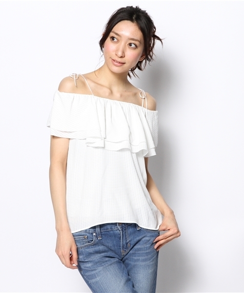 Chico(チコ)の「フリルチュニック(シャツ/ブラウス・レディース・ネイビー/イエロー/ホワイト・FREE)」の6枚目の写真