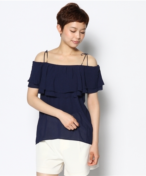 Chico(チコ)の「フリルチュニック(シャツ/ブラウス・レディース・ネイビー/イエロー/ホワイト・FREE)」の4枚目の写真