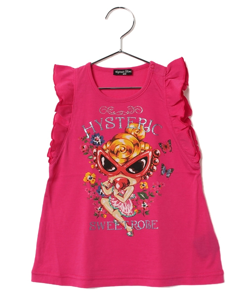 HYSTERIC MINI（ヒステリックミニ）の「BABY Dreamy sweet rose フレアスリーブチュニック（タンクトップ・キッズ・ライトグリーン/ピンク/ブラック・80/90）」の3枚目の写真