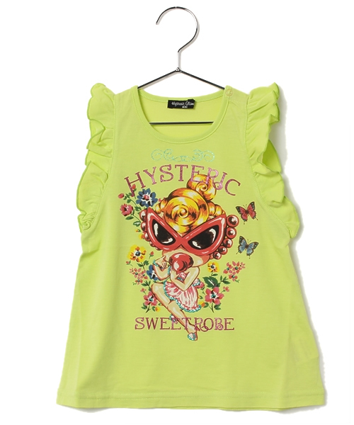 HYSTERIC MINI（ヒステリックミニ）の「BABY Dreamy sweet rose フレアスリーブチュニック（タンクトップ・キッズ・ライトグリーン/ピンク/ブラック・80/90）」の2枚目の写真