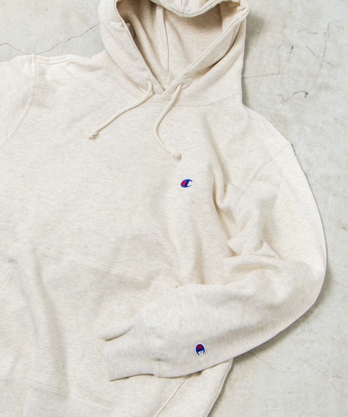 Champion（チャンピオン）の「WEGO/Champion ワンポイント刺繍裏毛スウェットプルパーカー（パーカー・メンズ・ワイン/ホワイト/ネイビー/杢グレー/ブラック/オートミール・MEDIUM/LARGE/X-LARGE）」の11枚目の写真