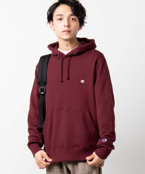 Champion（チャンピオン）の「WEGO/Champion ワンポイント刺繍裏毛スウェットプルパーカー（パーカー・メンズ・ワイン/ホワイト/ネイビー/杢グレー/ブラック/オートミール・MEDIUM/LARGE/X-LARGE）」の16枚目の写真