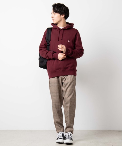 Champion（チャンピオン）の「WEGO/Champion ワンポイント刺繍裏毛スウェットプルパーカー（パーカー・メンズ・ワイン/ホワイト/ネイビー/杢グレー/ブラック/オートミール・MEDIUM/LARGE/X-LARGE）」の15枚目の写真