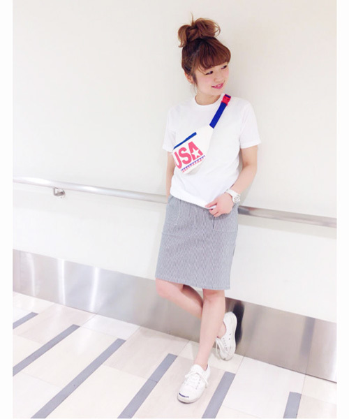 Kastane（カスタネ）の「【Kastane】USAミリタリーTEE（Tシャツ/カットソー・レディース・オフホワイト/サックスブルー/ピンク・FREE）」の14枚目の写真