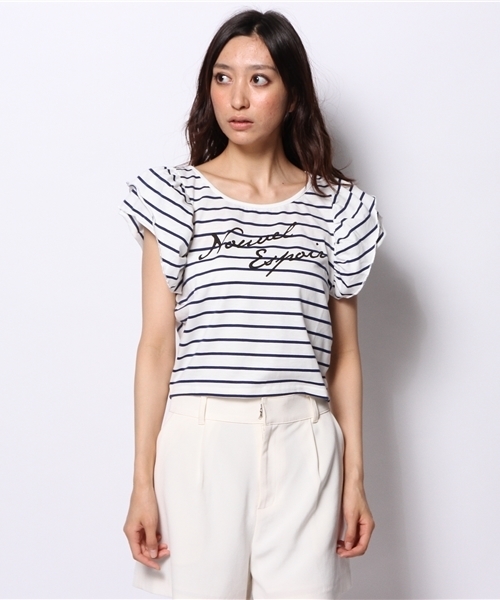 WEGO（ウィゴー）の「WEGO/スリーブフリルプリントTシャツ（Tシャツ/カットソー・レディース・ホワイト/ブルー/ネイビー/レッド・FREE）」の10枚目の写真