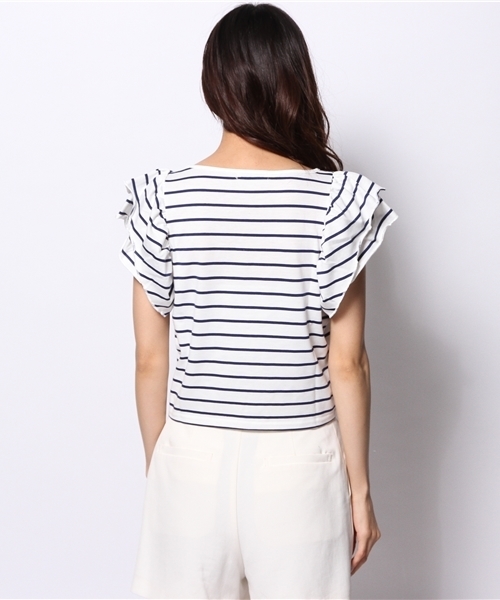 WEGO（ウィゴー）の「WEGO/スリーブフリルプリントTシャツ（Tシャツ/カットソー・レディース・ホワイト/ブルー/ネイビー/レッド・FREE）」の8枚目の写真