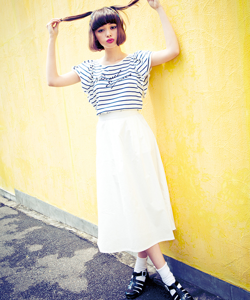 WEGO（ウィゴー）の「WEGO/スリーブフリルプリントTシャツ（Tシャツ/カットソー・レディース・ホワイト/ブルー/ネイビー/レッド・FREE）」の11枚目の写真