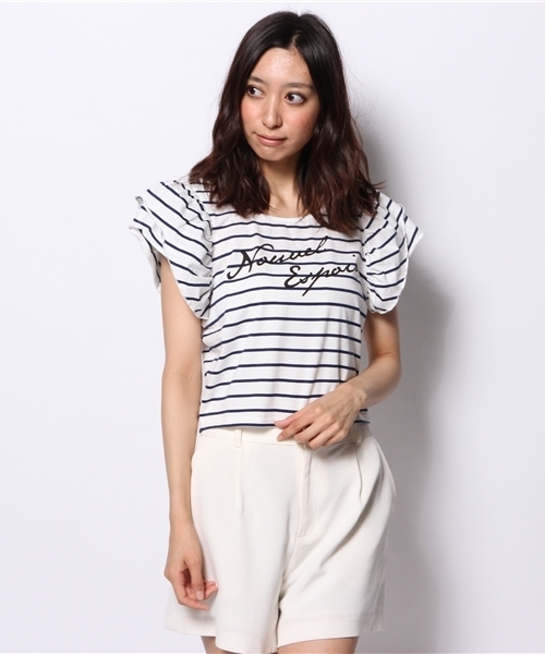 WEGO（ウィゴー）の「WEGO/スリーブフリルプリントTシャツ（Tシャツ/カットソー・レディース・ホワイト/ブルー/ネイビー/レッド・FREE）」の14枚目の写真