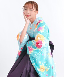 ガールズ 華やかAB 袴4点セット ( 二尺袖 + 帯 + 袴 + 襦袢 ) 花和柄