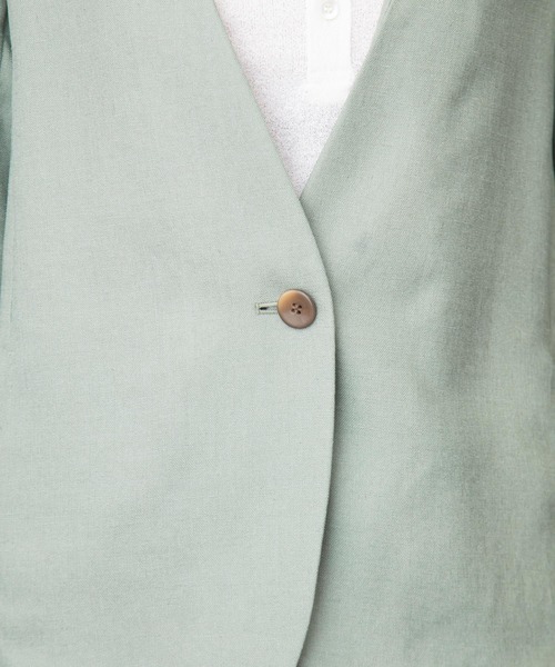 Munich（ミューニック）の「リネンライクトリアセテートノーカラージャケット(セットアップ可）（ノーカラージャケット・レディース・ブラック/ブラウン/ライトグリーン/キナリ・S/XS）」の12枚目の写真