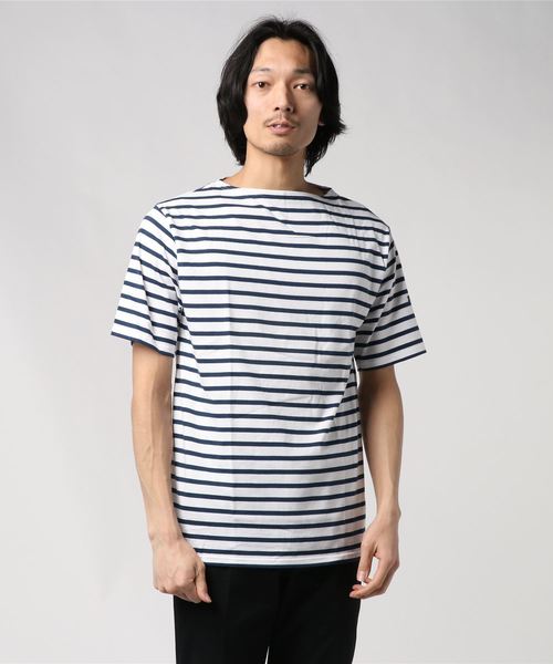 SAINT JAMES（セントジェームス）の「SAINT JAMES / セントジェームス　ピリアック　ショートスリーブ　ボーダー　PIRIAC　BD（Tシャツ/カットソー・メンズ・オートミール/ロイヤルブルー/レッド/ネイビー/ブラック・6/5/3/4）」の4枚目の写真