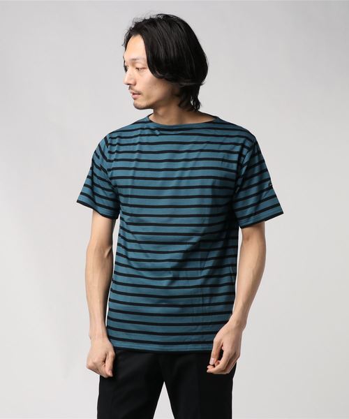 SAINT JAMES（セントジェームス）の「SAINT JAMES / セントジェームス　ピリアック　ショートスリーブ　ボーダー　PIRIAC　BD（Tシャツ/カットソー・メンズ・オートミール/ロイヤルブルー/レッド/ネイビー/ブラック・6/5/3/4）」の2枚目の写真