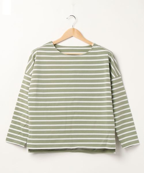 fifth（フィフス）の「オーバーサイズボーダーロンＴ（Tシャツ/カットソー・レディース・ブラック/ライトカーキ・MEDIUM）」の11枚目の写真