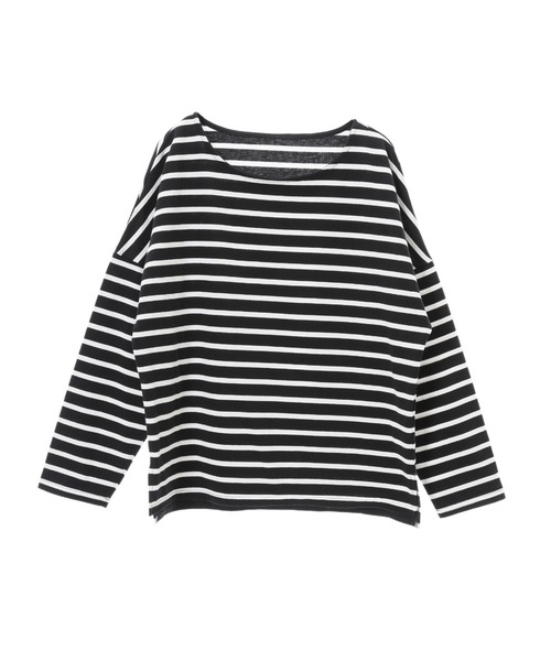 fifth（フィフス）の「オーバーサイズボーダーロンＴ（Tシャツ/カットソー・レディース・ブラック/ライトカーキ・MEDIUM）」の3枚目の写真