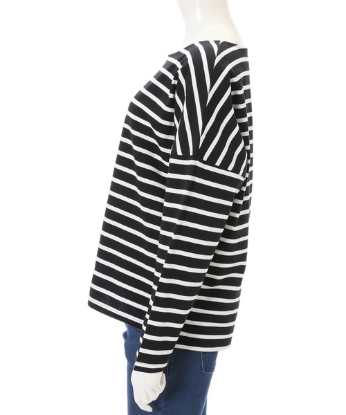 fifth（フィフス）の「オーバーサイズボーダーロンＴ（Tシャツ/カットソー・レディース・ブラック/ライトカーキ・MEDIUM）」の5枚目の写真