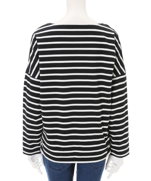 fifth（フィフス）の「オーバーサイズボーダーロンＴ（Tシャツ/カットソー・レディース・ブラック/ライトカーキ・MEDIUM）」の6枚目の写真