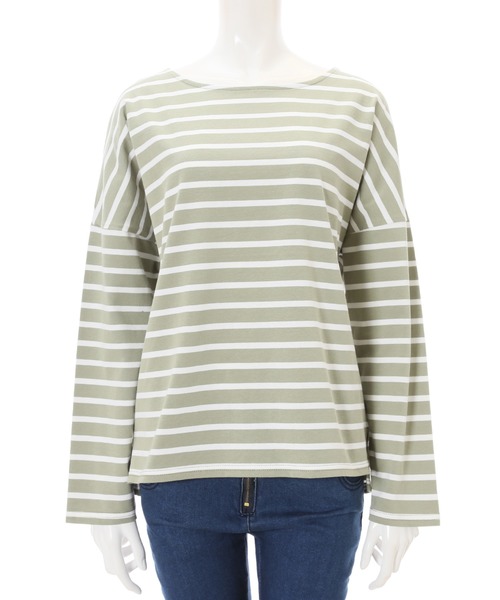 fifth（フィフス）の「オーバーサイズボーダーロンＴ（Tシャツ/カットソー・レディース・ブラック/ライトカーキ・MEDIUM）」の13枚目の写真