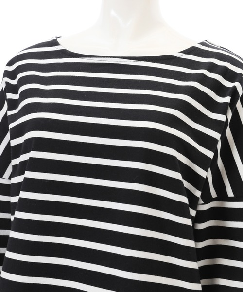 fifth（フィフス）の「オーバーサイズボーダーロンＴ（Tシャツ/カットソー・レディース・ブラック/ライトカーキ・MEDIUM）」の7枚目の写真