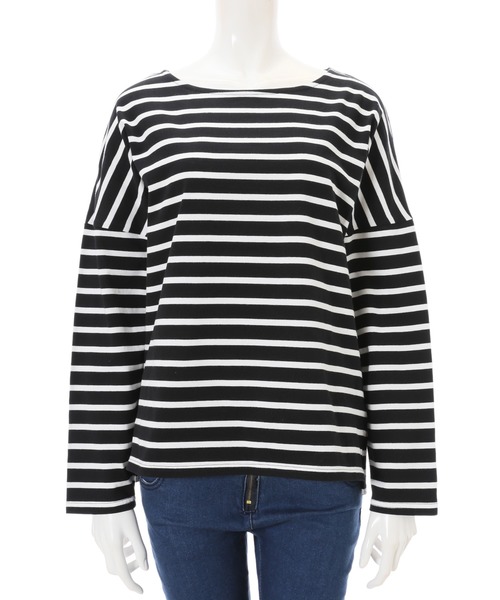 fifth（フィフス）の「オーバーサイズボーダーロンＴ（Tシャツ/カットソー・レディース・ブラック/ライトカーキ・MEDIUM）」の15枚目の写真