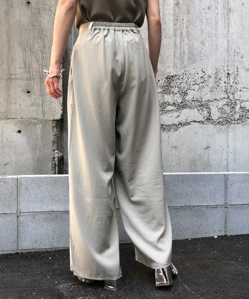 &g'aime(アンジェム)の「【&g'aime】ストライプワイドパンツ(スラックス・レディース・ブラック/ブラウン/グレイッシュベージュ・FREE)」の5枚目の写真