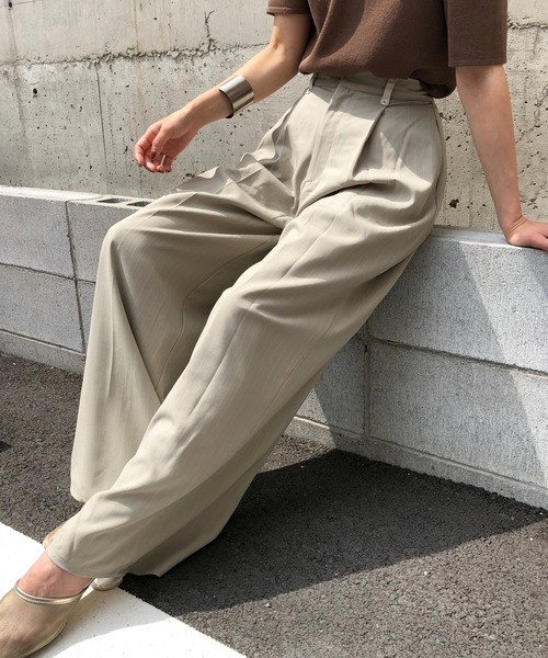 &g'aime(アンジェム)の「【&g'aime】ストライプワイドパンツ(スラックス・レディース・ブラック/ブラウン/グレイッシュベージュ・FREE)」の22枚目の写真