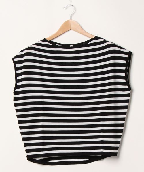 coca(coca)(コカ)の「ノースリーブボーダーカットトップス(Tシャツ/カットソー・レディース・ホワイト×ブラック・ONE SIZE)」の8枚目の写真