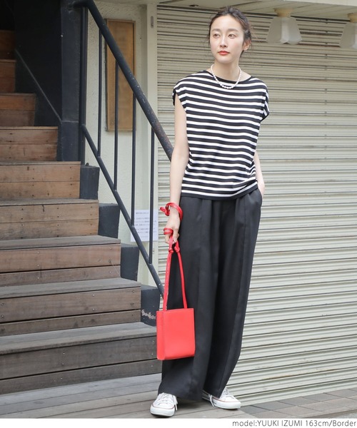 coca(coca)(コカ)の「ノースリーブボーダーカットトップス(Tシャツ/カットソー・レディース・ホワイト×ブラック・ONE SIZE)」の10枚目の写真
